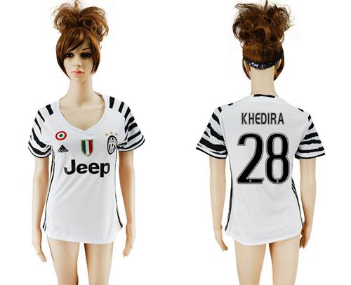 Women's Juventus #28 Khedira Sec Away Soccer Club Jersey - Click Image to Close